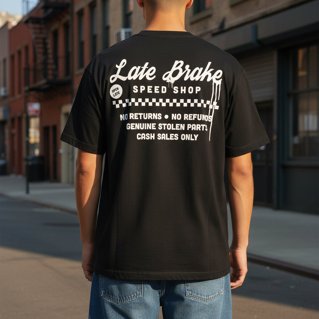 Late Brake Speed Shop T-Shirt Black
