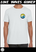 Love waves Fluro print tee shirt white rainbow