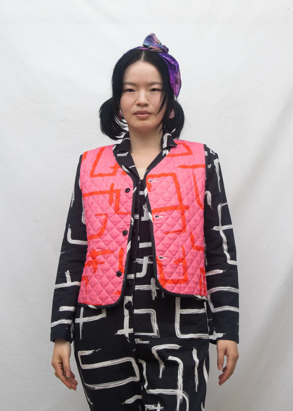 Organic Cotton Quilted Reversible Gilet - Galaxy