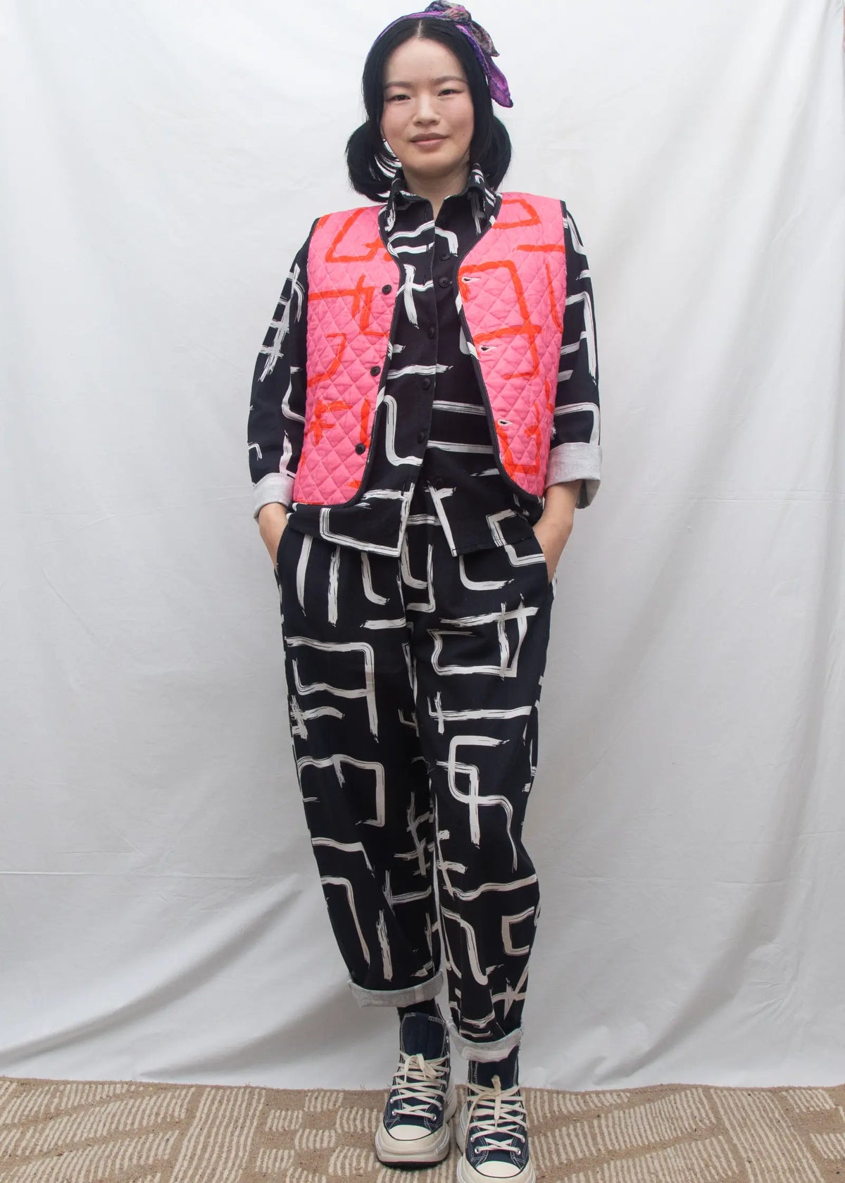 Organic Cotton Quilted Reversible Gilet - Galaxy