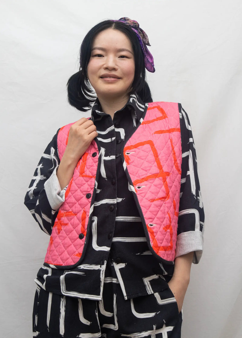 Organic Cotton Quilted Reversible Gilet - Galaxy