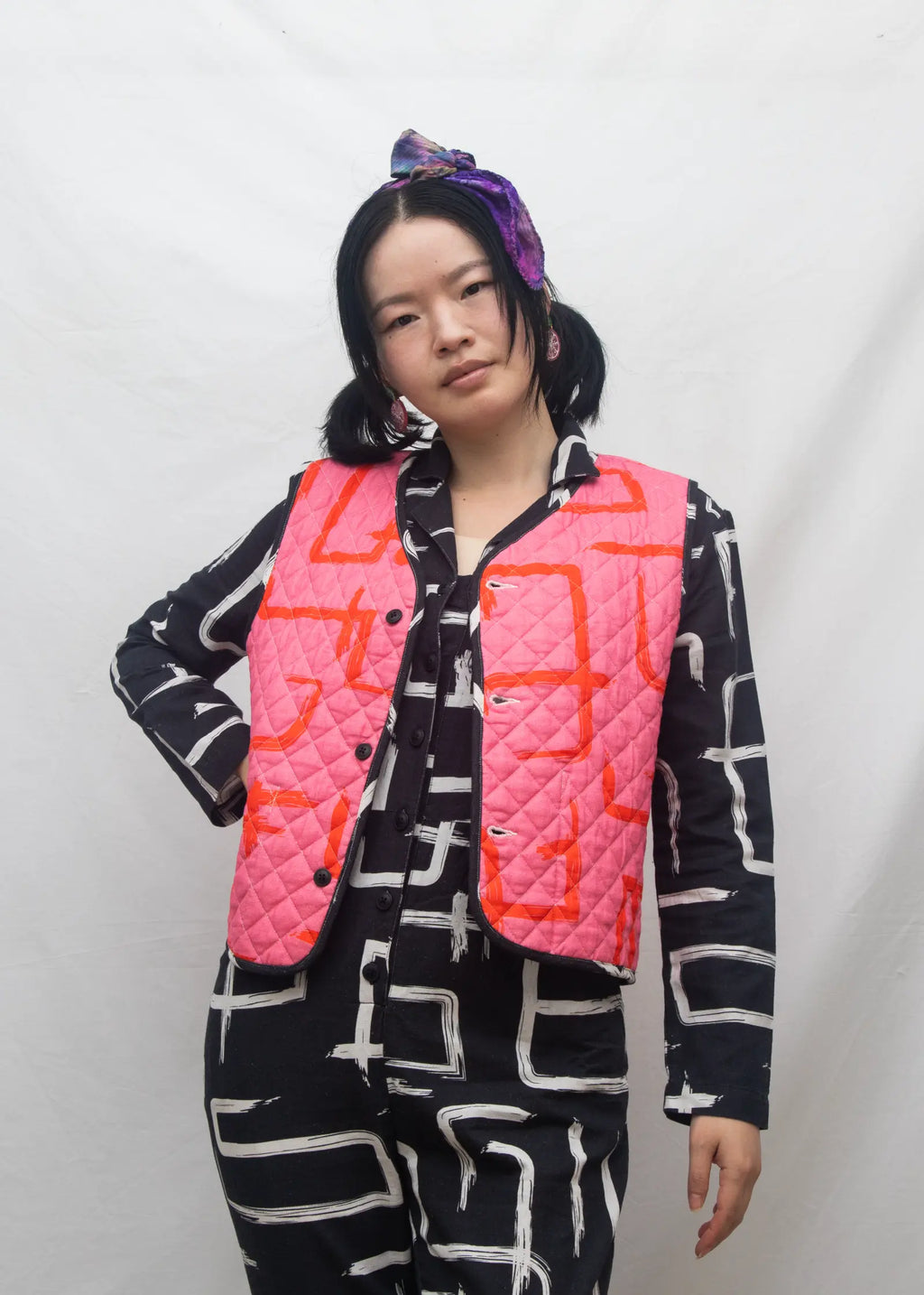 Organic Cotton Quilted Reversible Gilet - Galaxy