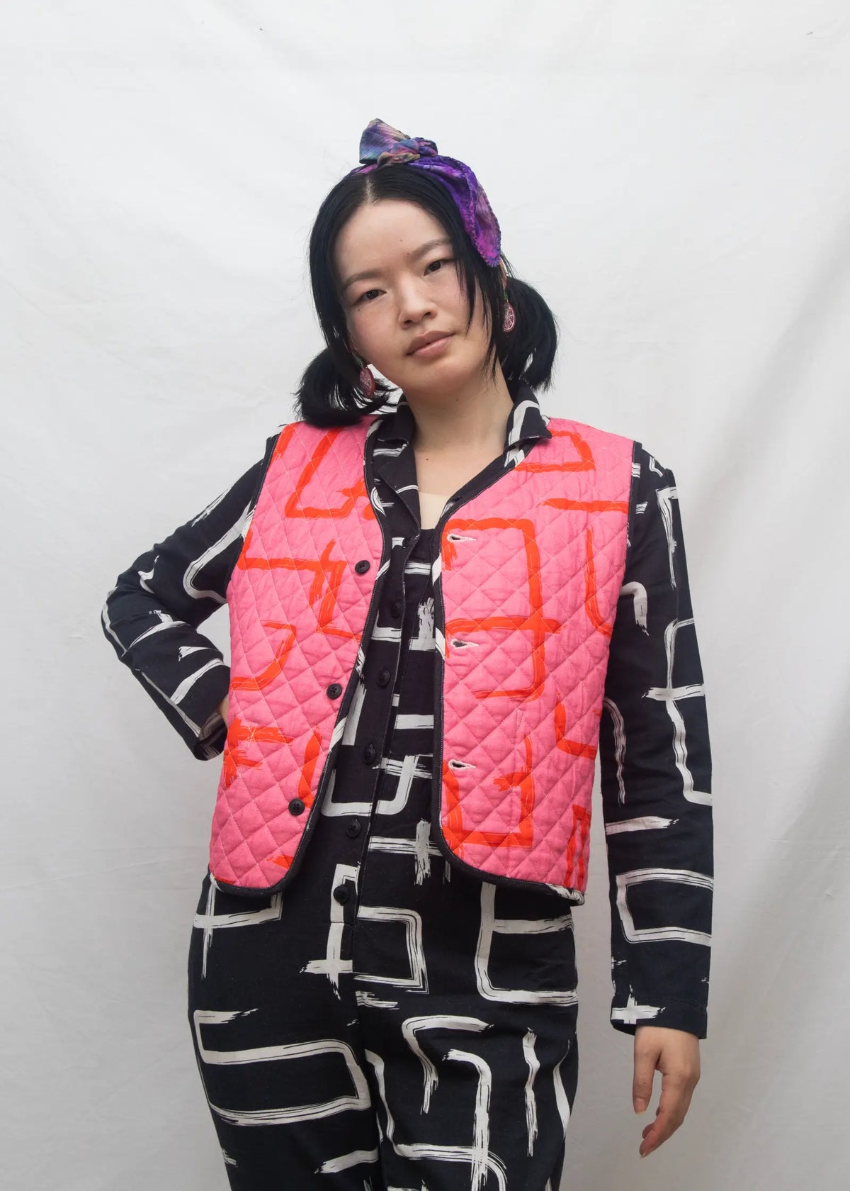 Organic Cotton Quilted Reversible Gilet - Galaxy