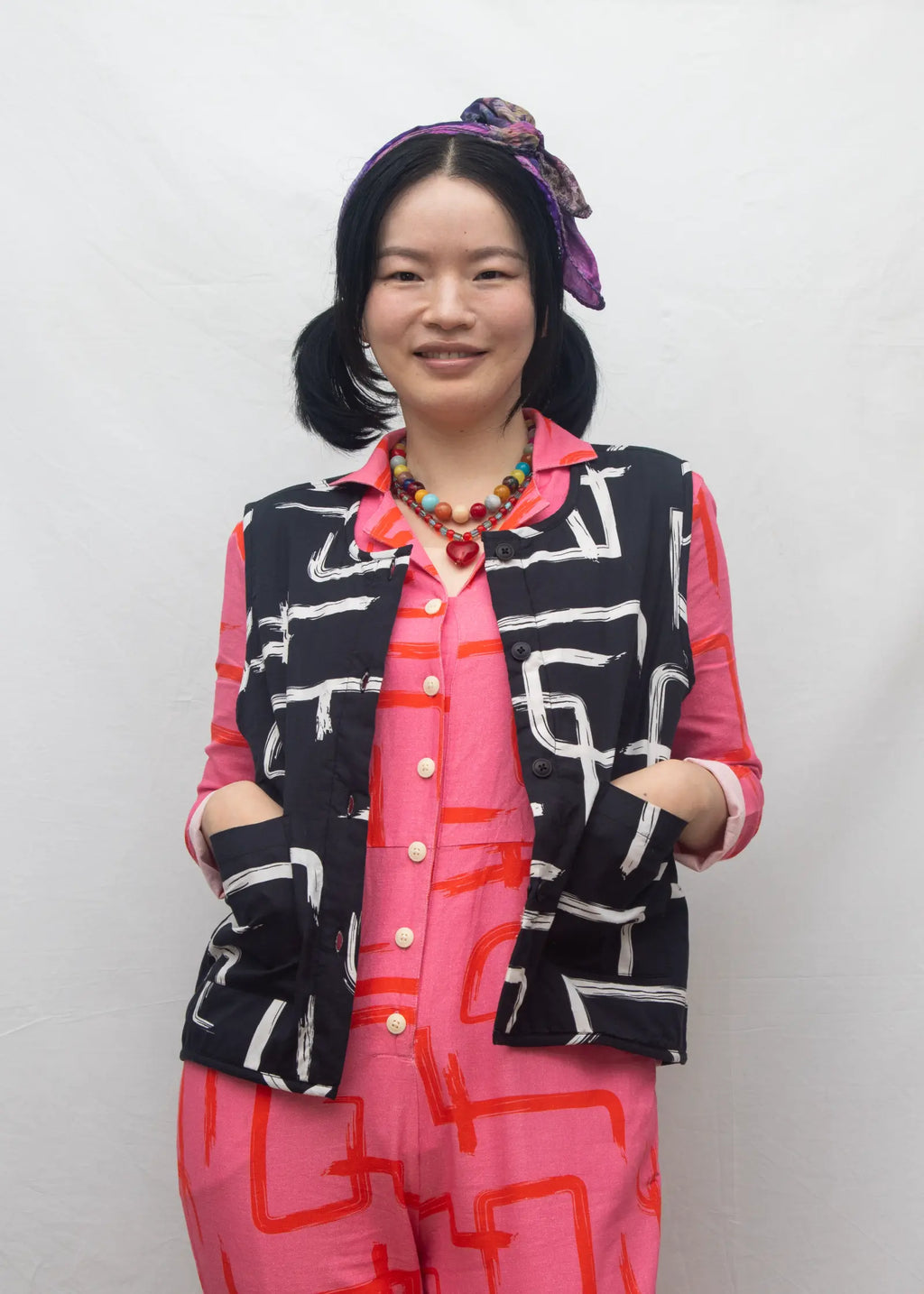 Organic Cotton Quilted Reversible Gilet - Galaxy