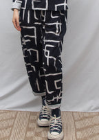Organic Cotton & Linen Balloon Trousers - Galaxy Black & White