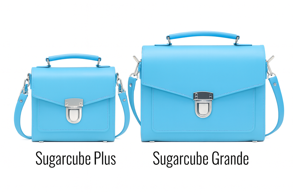 Handmade Leather Sugarcube Handbag - Pastel Baby Blue