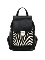 Soft Leather Backpack - Black & White Zebra Print