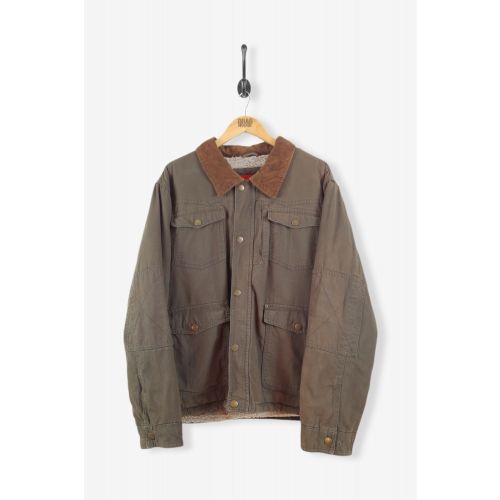 Vintage WRANGLER Sherpa Lined Worker Denim Jacket Brown XL
