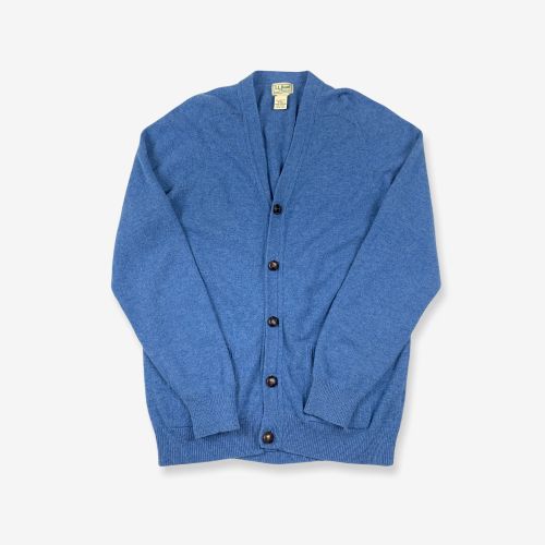 Vintage L.L BEAN Knit Grandad Cardigan Blue Medium
