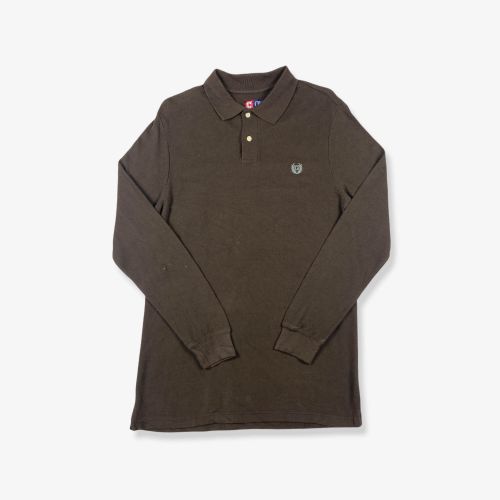 Vintage RALPH LAUREN CHAPS Long Sleeve Polo Shirt Brown Medium