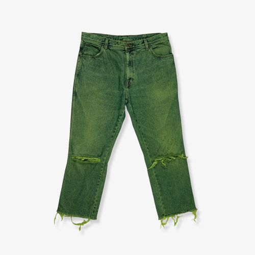 Vintage WRANGLER Straight Leg Raw Hem Jeans Green W38 L29