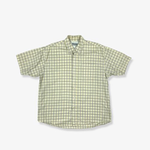 Vintage WRANGLER Check Short Sleeved Shirt Pale Yellow XL