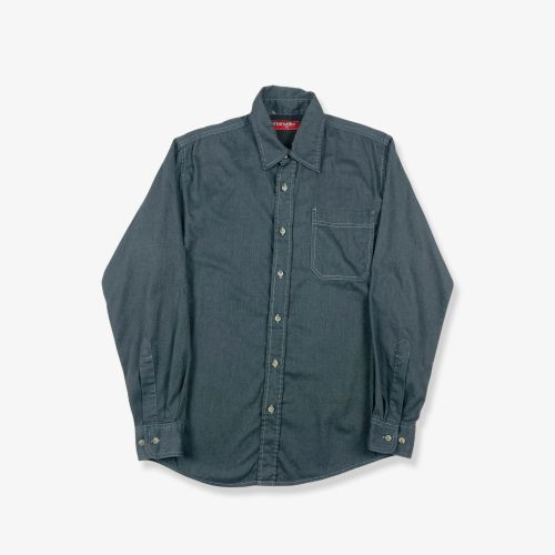 Vintage WRANGLER Long Sleeve Shirt Overdyed Charcoal Small