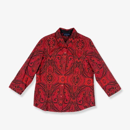 Vintage Paisley Patterned Blouse Red Large