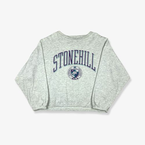 Vintage Stonehill College Graphic Sweatshirt Grey XL
