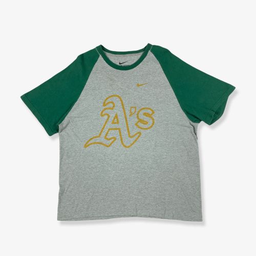 Vintage NIKE Oakland Athletics MLB Raglan T-Shirt Grey/Green XL