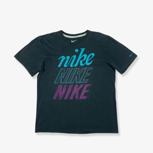Vintage NIKE Spell Out Graphic T-Shirt Black Large