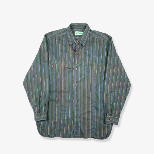 Vintage Cassini Striped Button Down Shirt Charcoal/Green Large