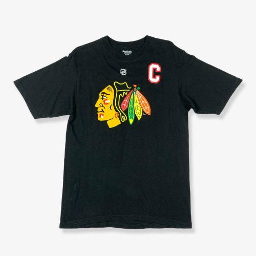 Vintage REEBOK NHL Chicago Blackhawks Toews T-Shirt Black Medium