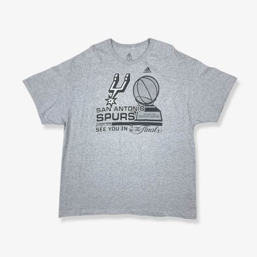 Vintage ADIDAS San Antonio Spurs NBA Finals Graphic T-Shirt Grey 2XL