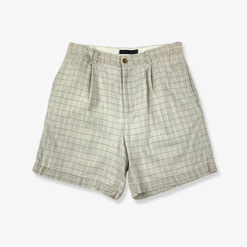 Vintage TOMMY HILFIGER Linen Check Shorts Cream W34