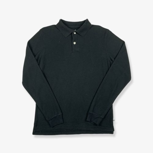 Vintage LEE Long Sleeved Polo Shirt Black Large