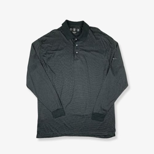 Vintage NIKE Golf Striped Polo Shirt Black 2XL