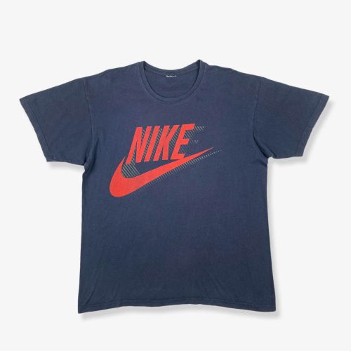 Vintage NIKE Spell Out Logo Graphic T-Shirt Navy Blue XL