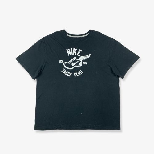 Vintage NIKE Track Club Graphic T-Shirt Black 3XL