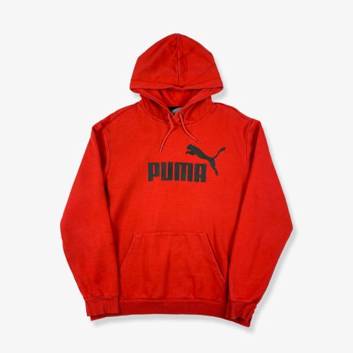 Vintage PUMA Logo Hoodie Red Large