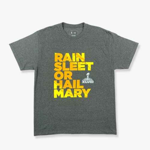 Vintage NFL Super Bowl XLVIII Rain Sleet Graphic T-Shirt Charcoal Large