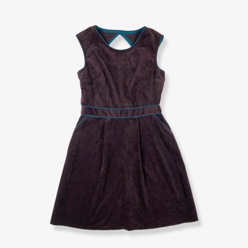 Vintage Corduroy Mini Dress Plum Purple XS