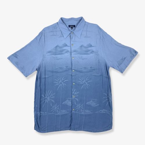 Vintage Gradient Hawaiian Shirt Blue Large