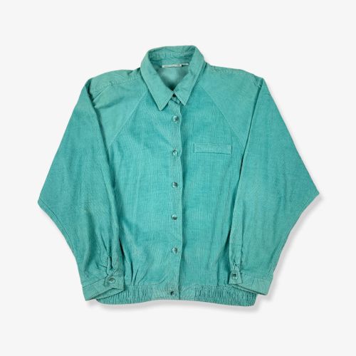Vintage Corduroy Bomber Jacket Shirt Turquoise XL
