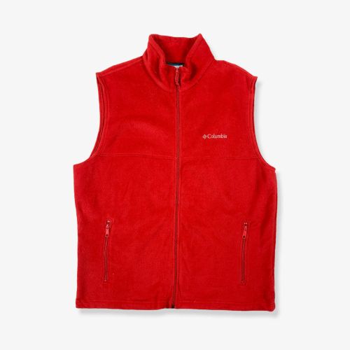 Vintage COLUMBIA Fleece Gilet Jacket Bright Red Large