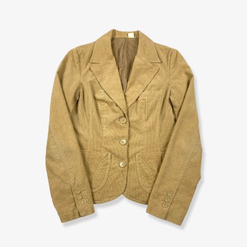 Vintage Corduroy Blazer Jacket Shirt Beige XS