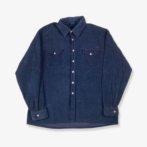 Vintage Corduroy Shirt Navy Blue 2XL