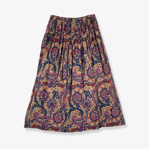 Vintage Patterned Midi Skirt Multicolour Medium