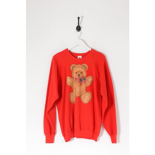 Vintage Teddy Bear Sweatshirt Red 2XL