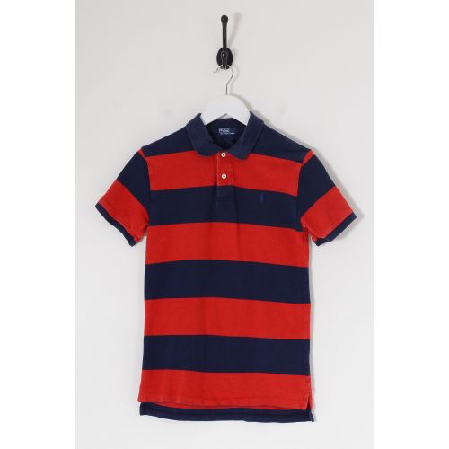 Vintage RALPH LAUREN Striped Polo Shirt Red Large