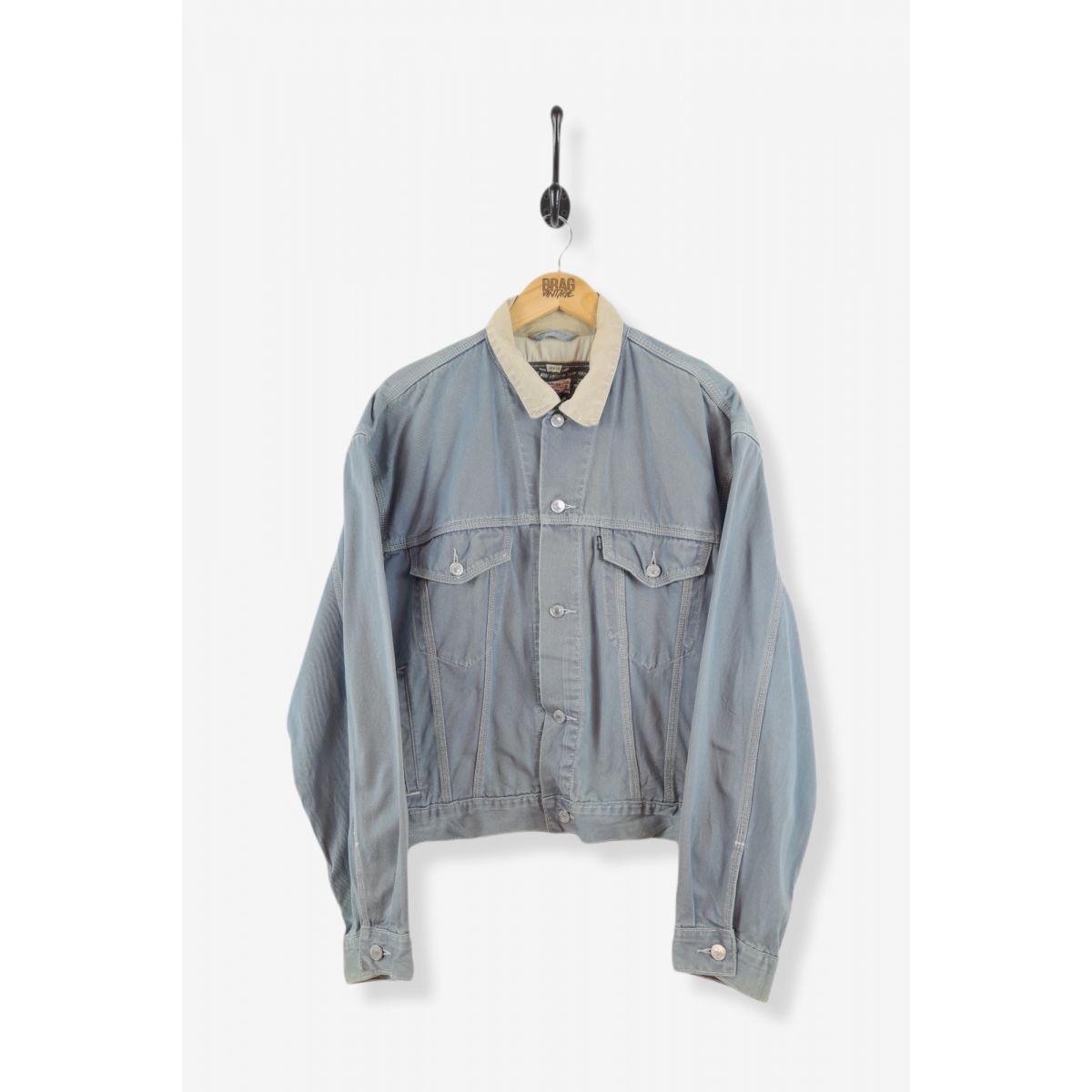 Vintage LEVI'S Contrast Collar Denim Jacket Grey Blue Large
