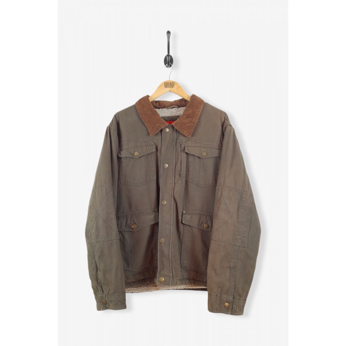 Vintage WRANGLER Sherpa Lined Worker Denim Jacket Brown XL