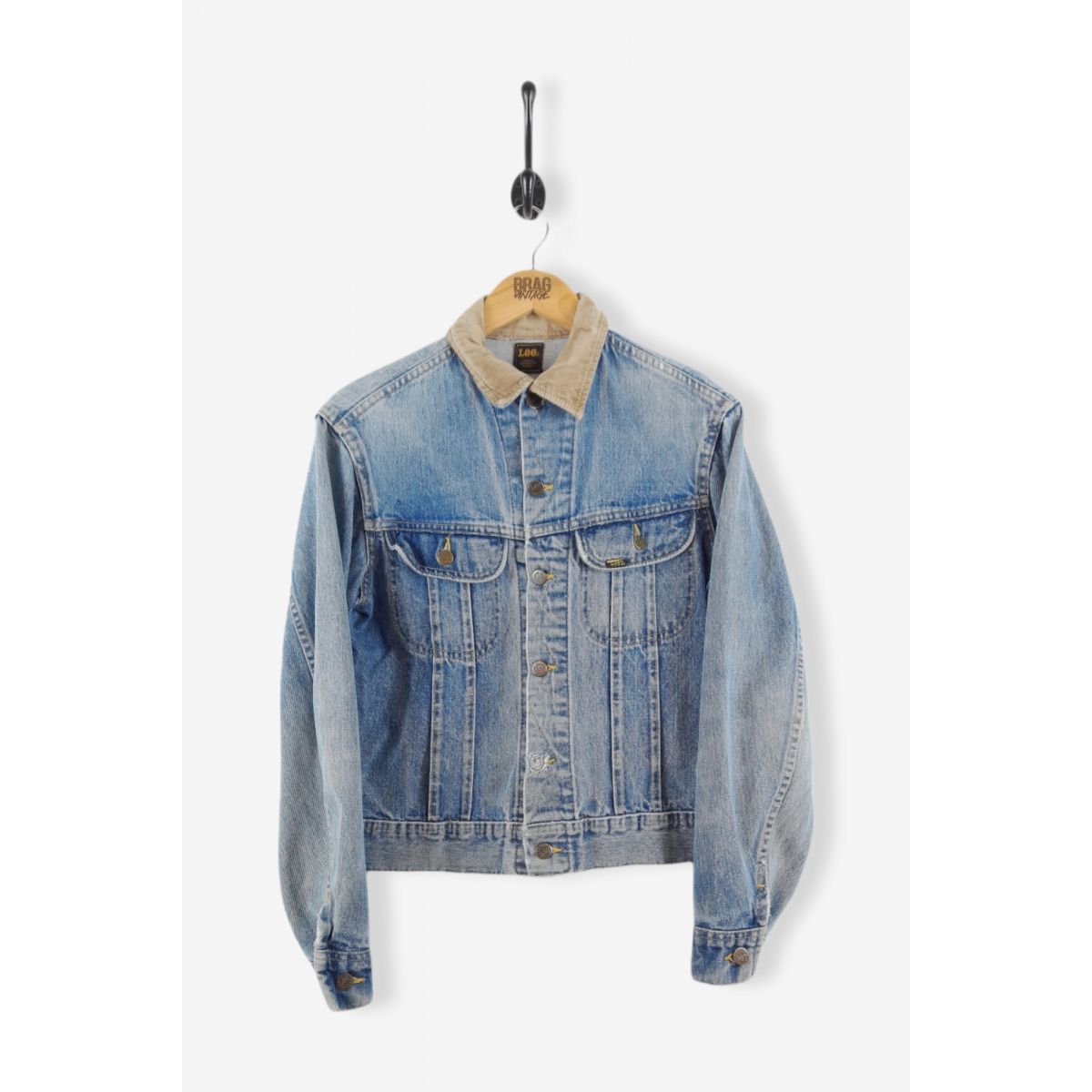 Vintage LEE Corduroy Collar Denim Jacket Mid Blue XS