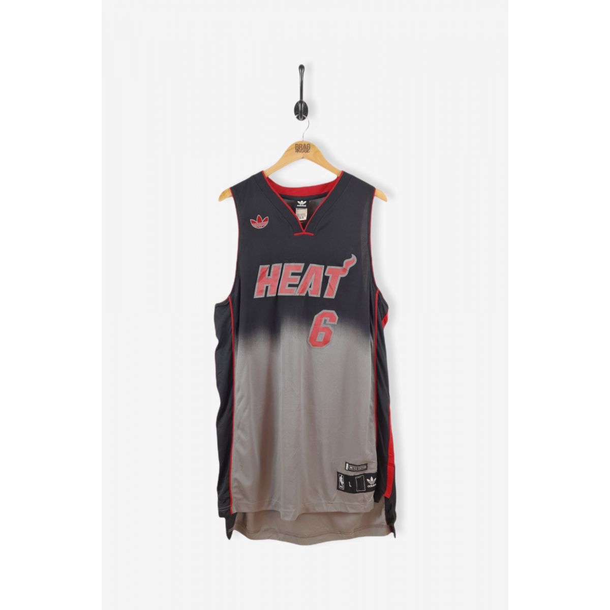 Vintage ADIDAS NBA Miami Heat LeBron James Basketball Sports Vest Black Large