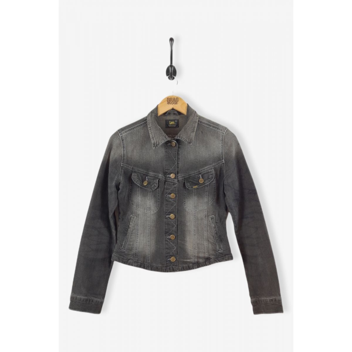Vintage LEE Fitted Denim Jacket Charcoal Medium