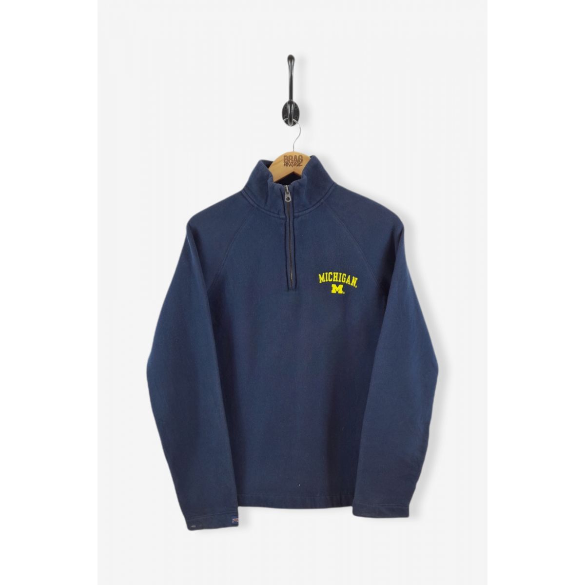 Vintage Michigan 1/4 Zip Pullover Sweatshirt Navy Blue Medium