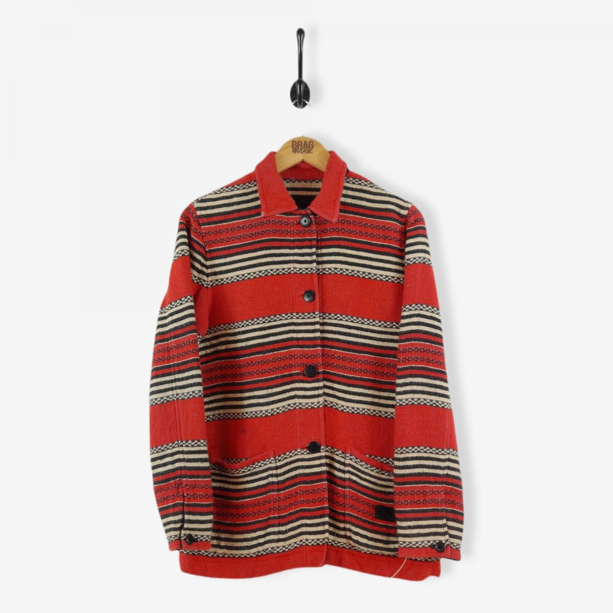 Vintage RALPH LAUREN Striped Jacket Coral Red Small