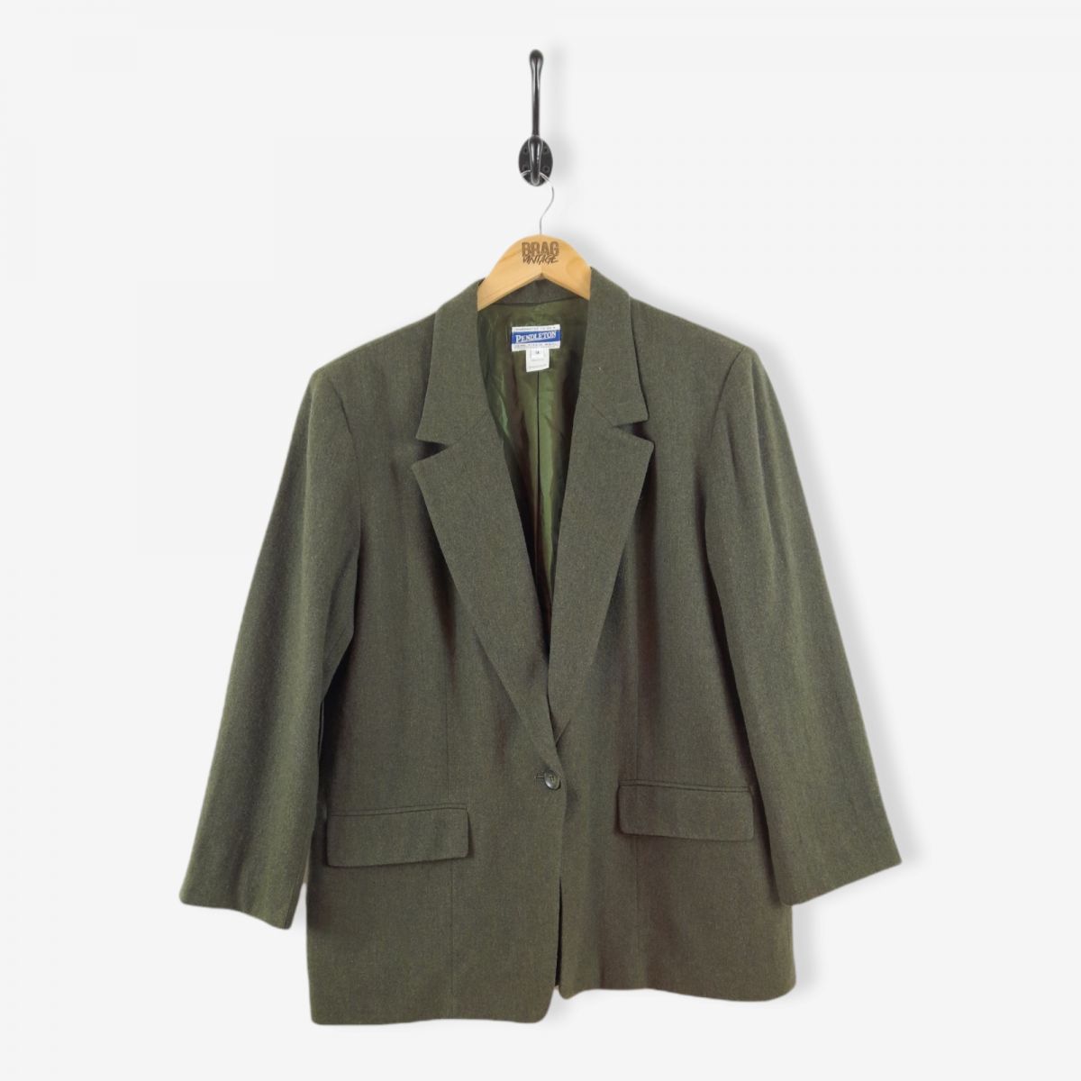 Vintage PENDLETON Wool Blazer Jacket Khaki Green Large