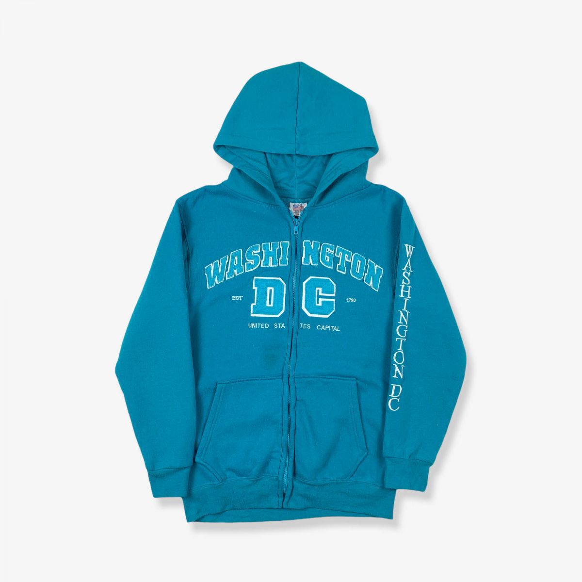 Vintage Washington DC Zip Up Hoodie Turquoise Small | Vintage Online ...