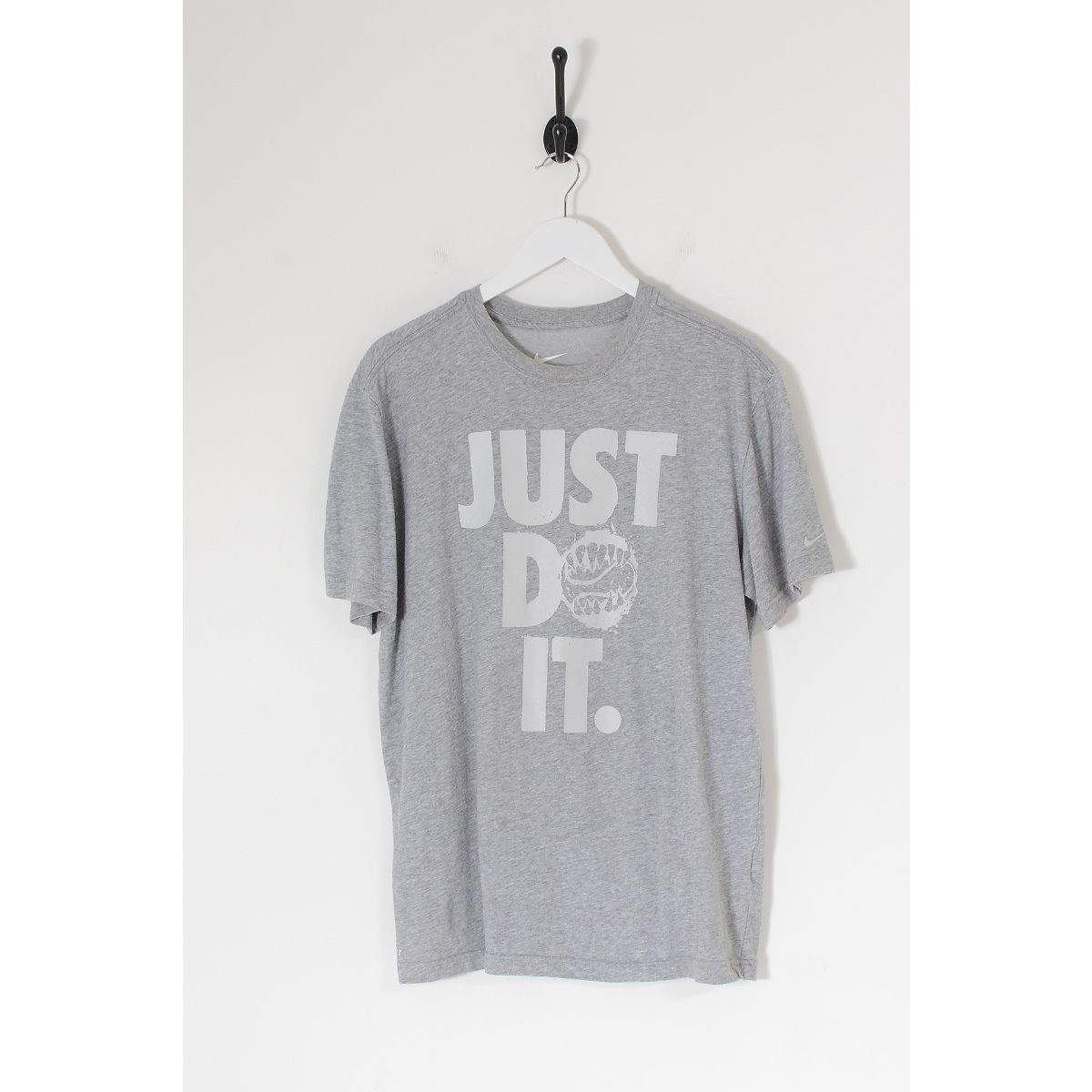 Vintage NIKE Just Do It Graphic T-Shirt Grey Large